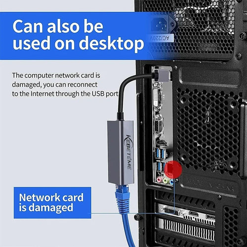 10/100/1000Mbps Wired Network Card USB 3.0 to RJ45 Lan Ethernet Adapter Converter for PC Windows Laptop Gigabit Internet Cable
