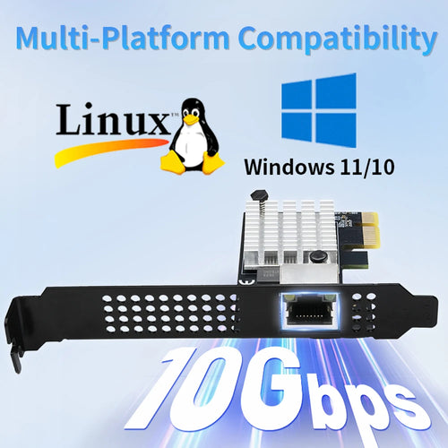 10G Ethernet Network Card 1-Port PCIe 4.0 X1 Realtek8127(PXE) Multi-Gigabit Network Speeds 10G RJ45 Lan Card